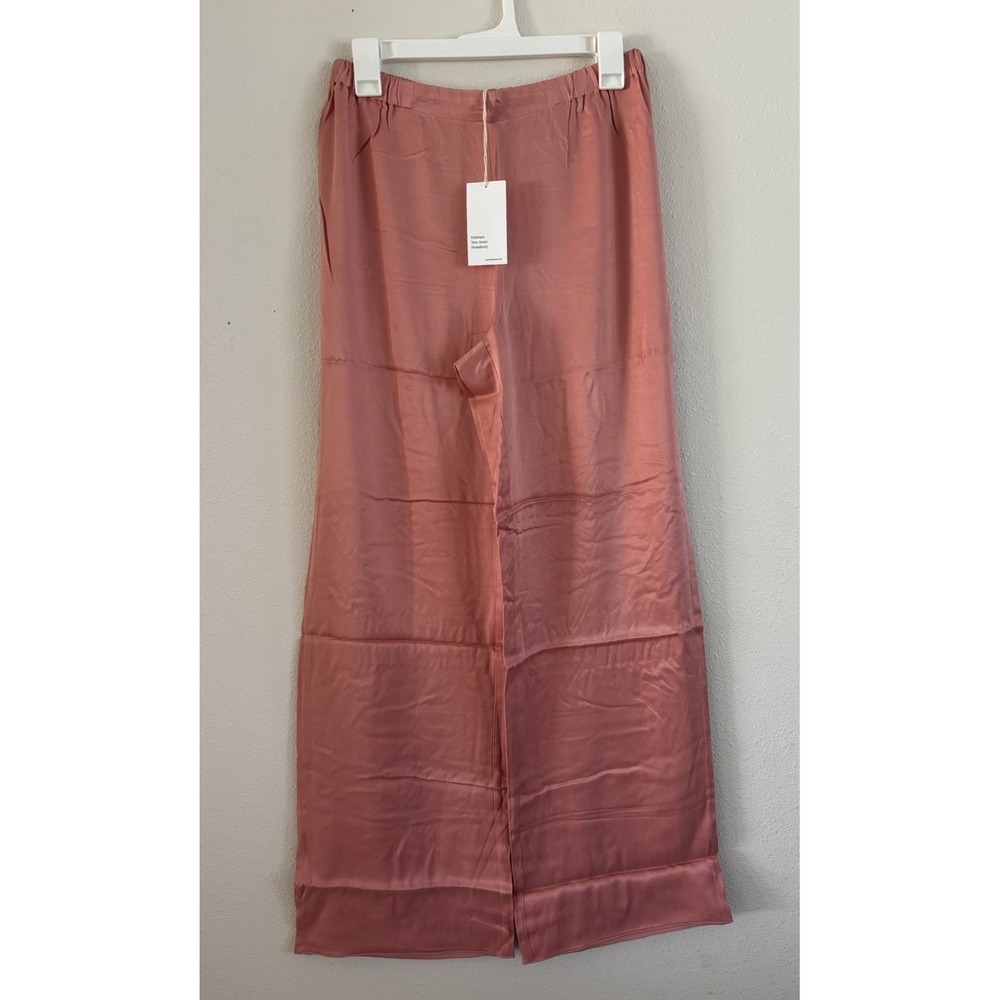 Haven Well Within Womens Satin Wide Leg Lounge Pants Pink Size S NWT